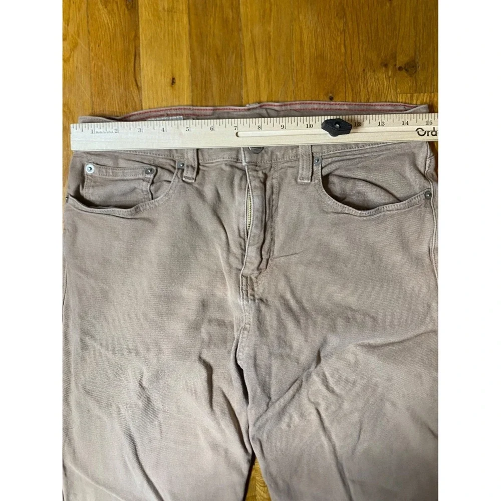 American Giant Pants Roughneck Mens 30x29 Beige Canvas Straight Leg Stretch